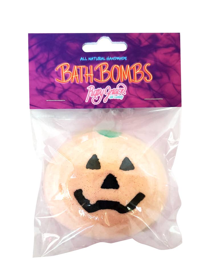All-Natural Halloween Jack O'lantern Bath Bomb for wholesale by Roxy Grace