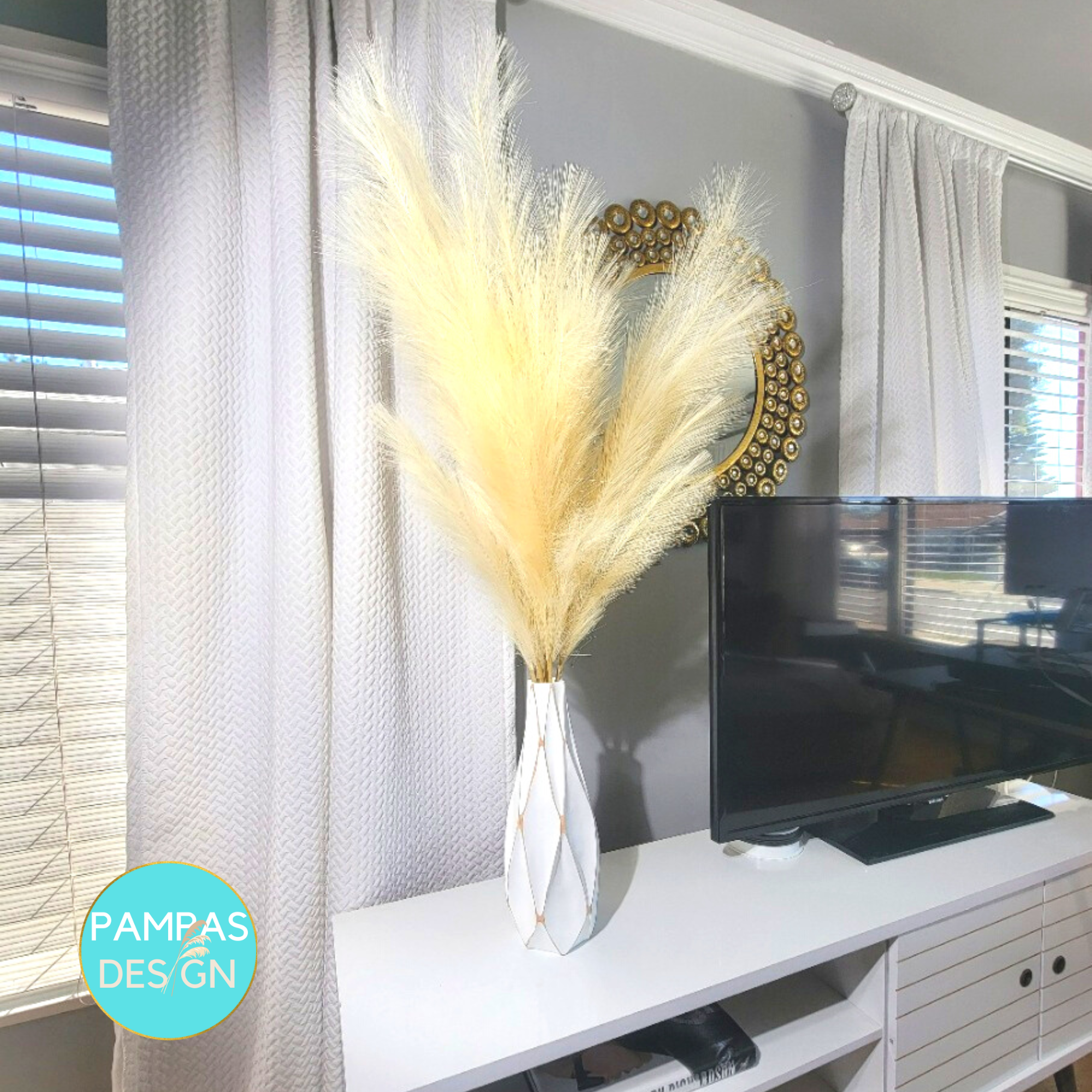 Pampas Design - Vendita all'ingrosso Fiori secchi/pressati - Erba di pampa bianca sintetica sintetica alta 45»8