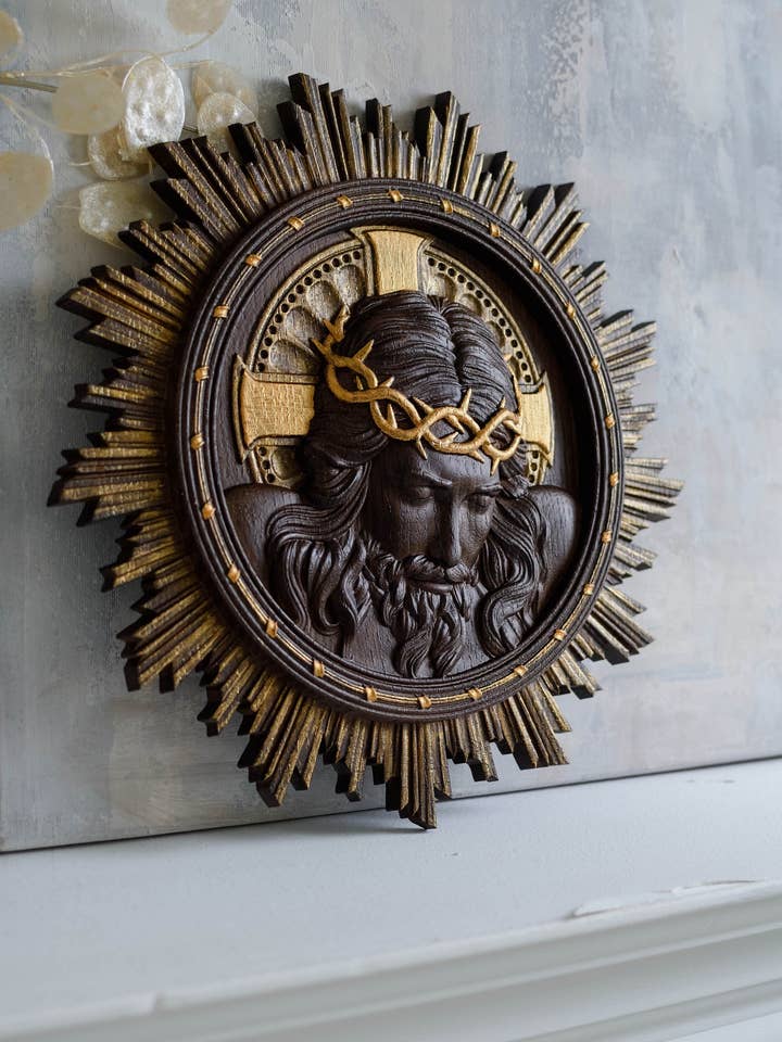 Jesus Kristus iført en tornekrone kristen håndlavet kunst for engroshandel hos KozakWorkshop