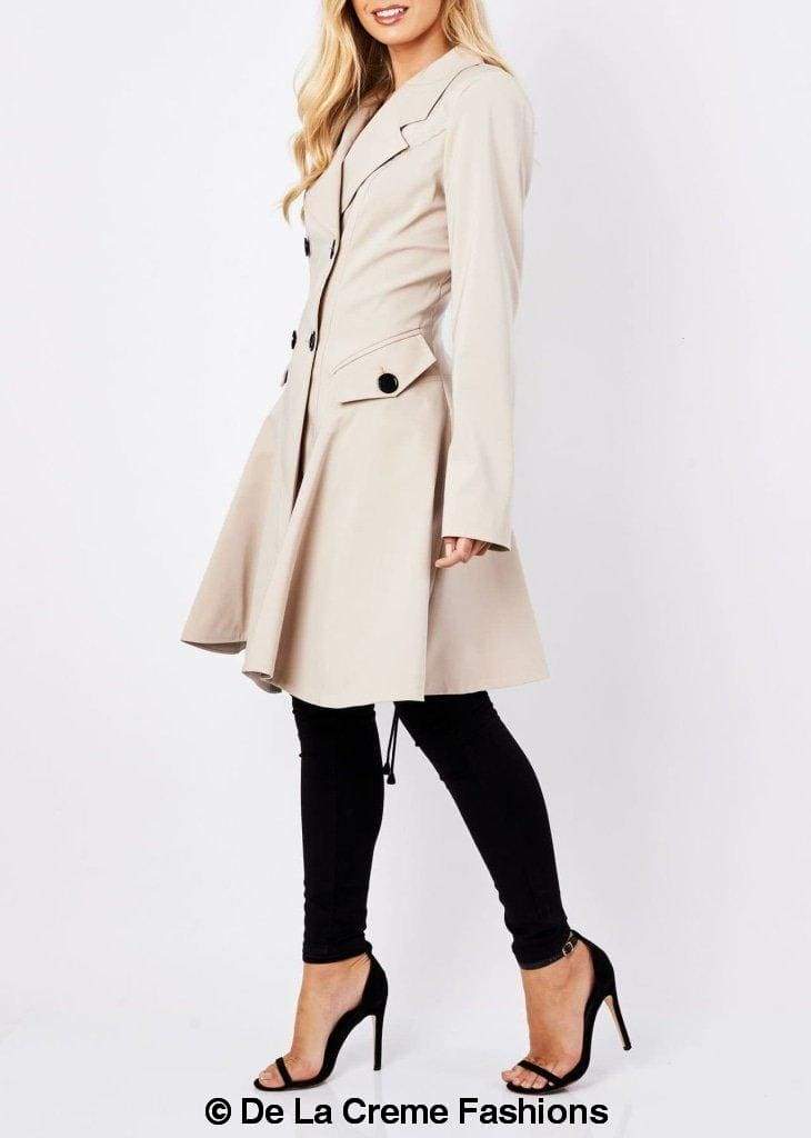 De La Creme Fashions – Engroshandel Frakke - Dame – Dame Forår/Sommer Dobbelt Breasted Flary Mac Coat7