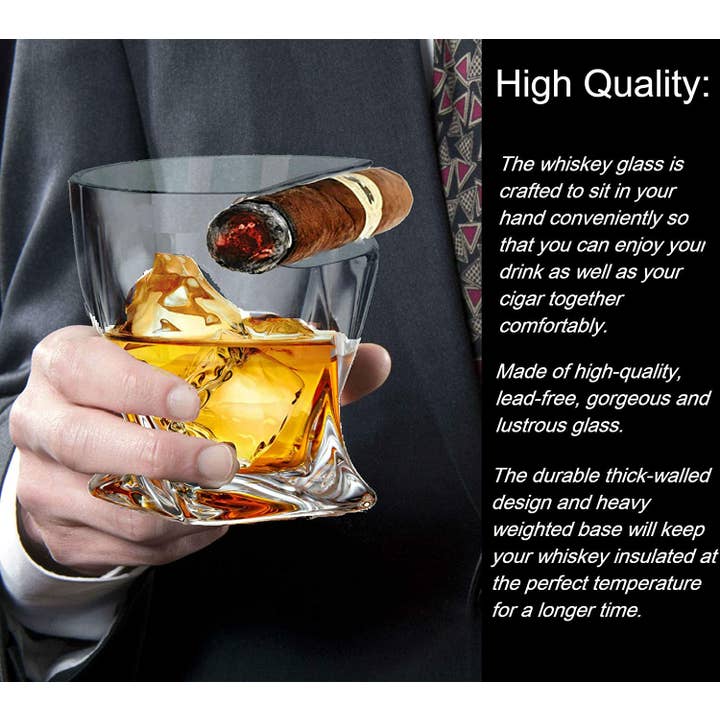 Bezrat - Wholesale Cocktail/liquor glass - Cigar Whiskey Glass - Twist & Rounded Whiskey Glass 2 Pk