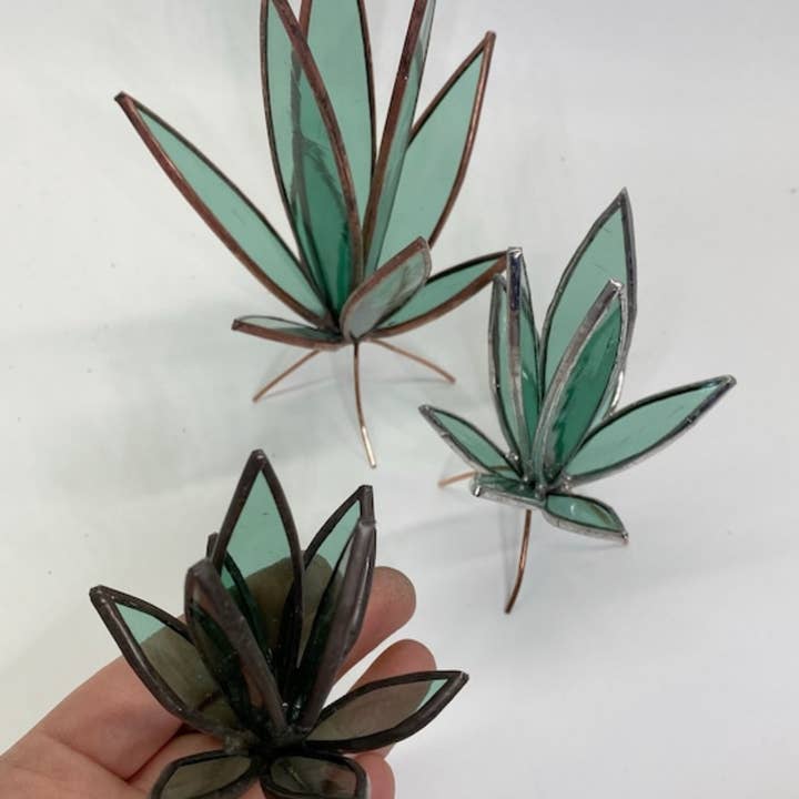 AG Glass Studio - Wholesale Sculpture - 3D Stained Glass Snake Plant Desktop Sculpture1