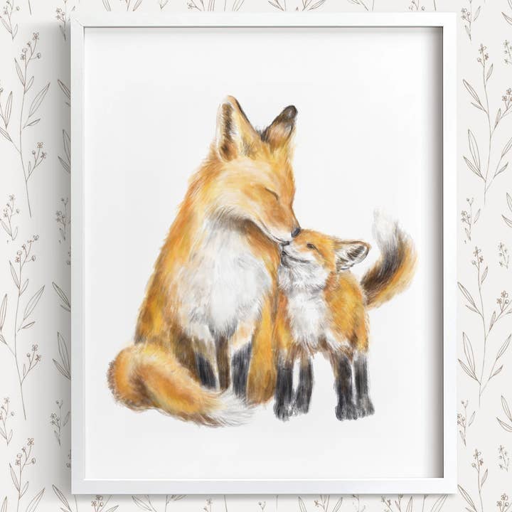 Baby Fox e Mãe Boho Art Print por atacado de Triple Studio