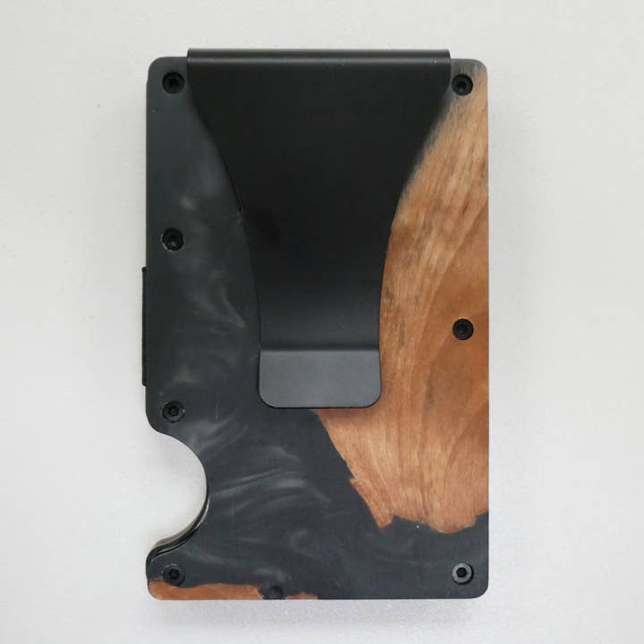 Maison Custom – Großhandel Kartenetui – Herren – Minimalistischer RFID-Kartenhalter aus Holz/Harz mit Geldklammer5