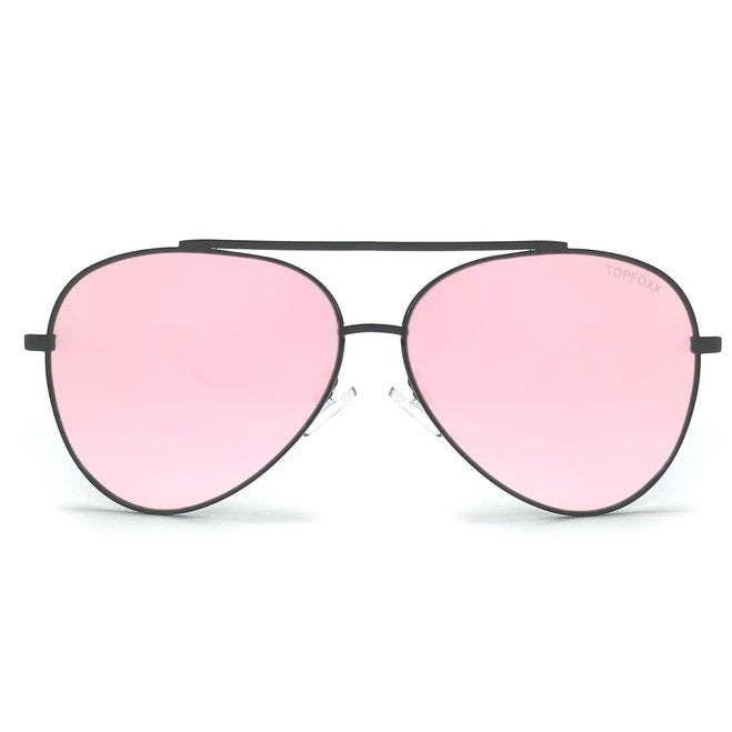 TOPFOXX - Wholesale Sunglasses - Women's - Megan - Rosegold Metal Aviator Sunglasses0