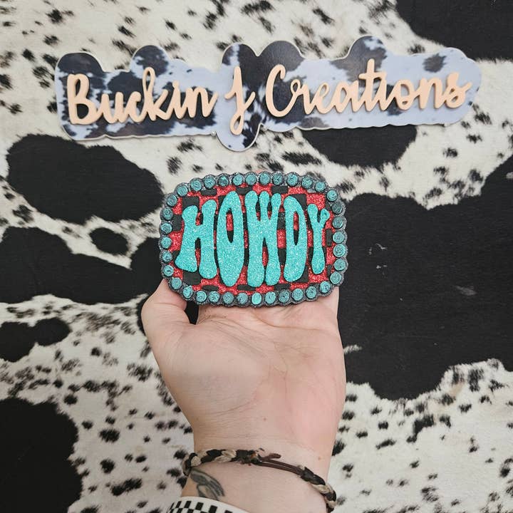 Buckin J Creations - Vendita all'ingrosso Deodorante per auto - Donna - Profumatore per auto a stampa a quadri "Howdy"4