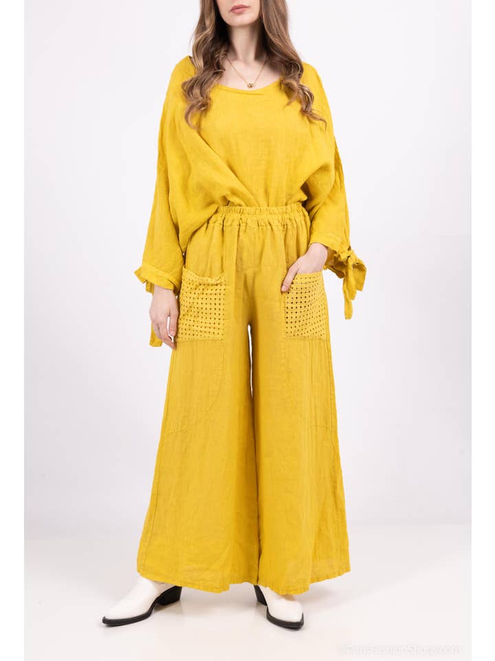 Shyloh - Vendita all'ingrosso Pantalone - Donna - Pantaloni In Lino Con Tasche Traforate 205805