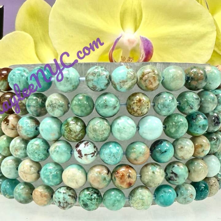 6mm Natural Turquoise 7.5” Crystal Stretch Bracelet for wholesale by KayleeNYC