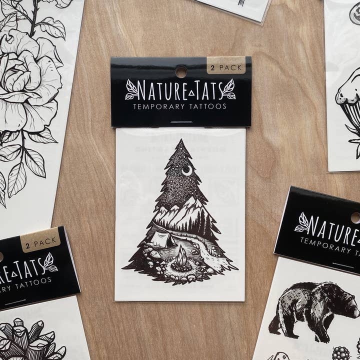 NatureTats - Wholesale Temporary Tattoo - Mountain Camping Temporary Tattoo1
