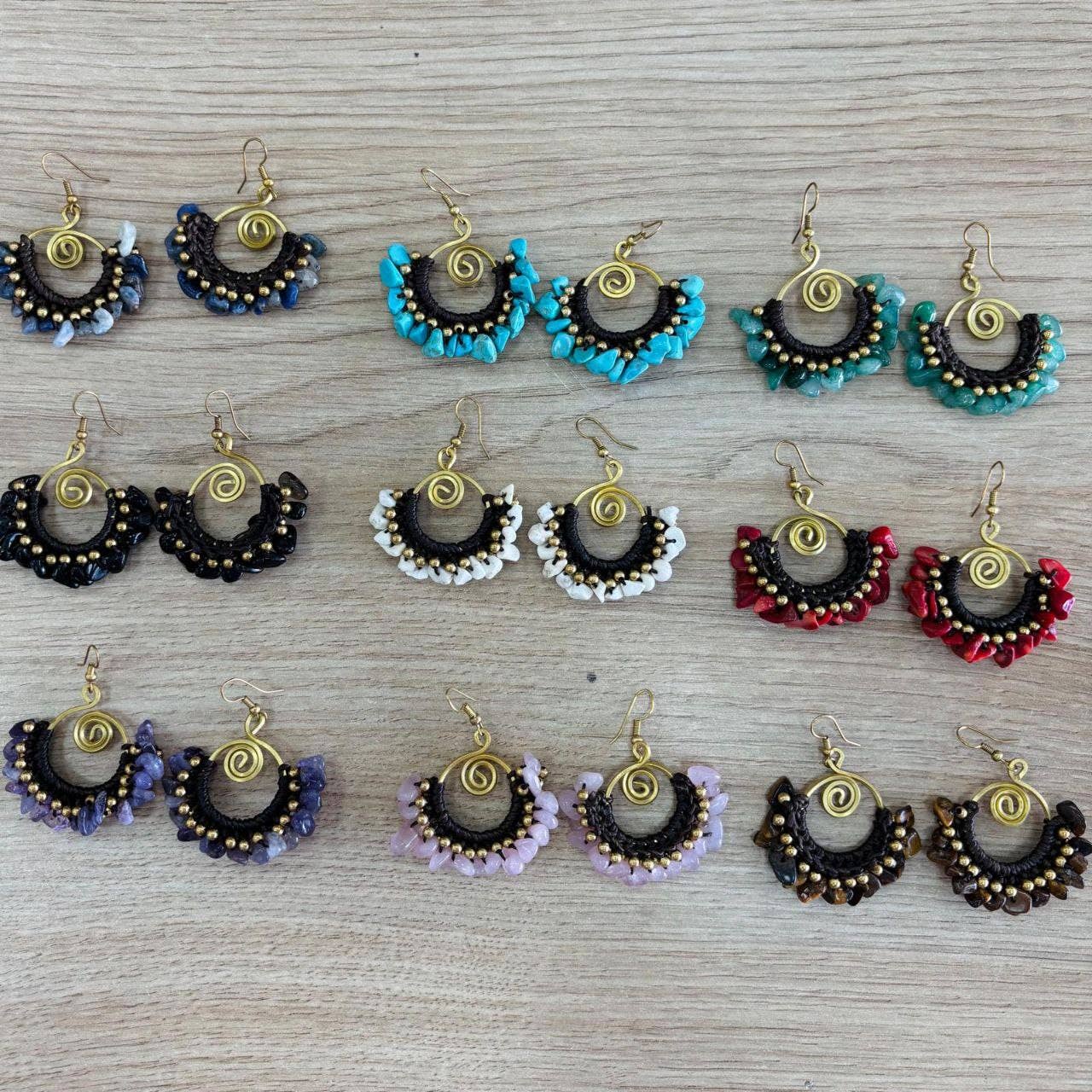 Hecho a mano - Wholesale Dangle Earrings - Round macrame earrings11