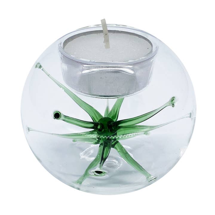 tealight with star small, green for wholesale by FW-Glas