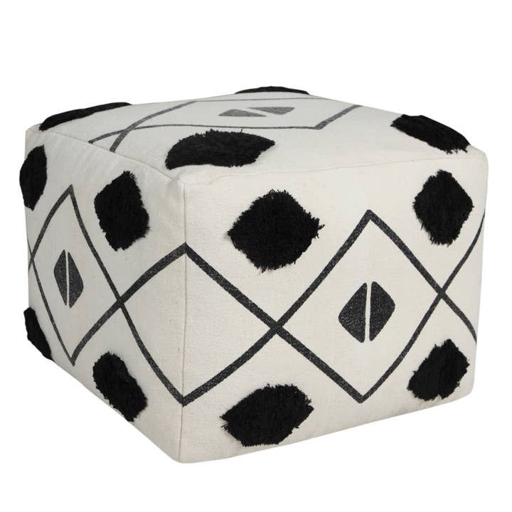 Textured Diamond Directional Pouf Ottoman for wholesale by LR Home