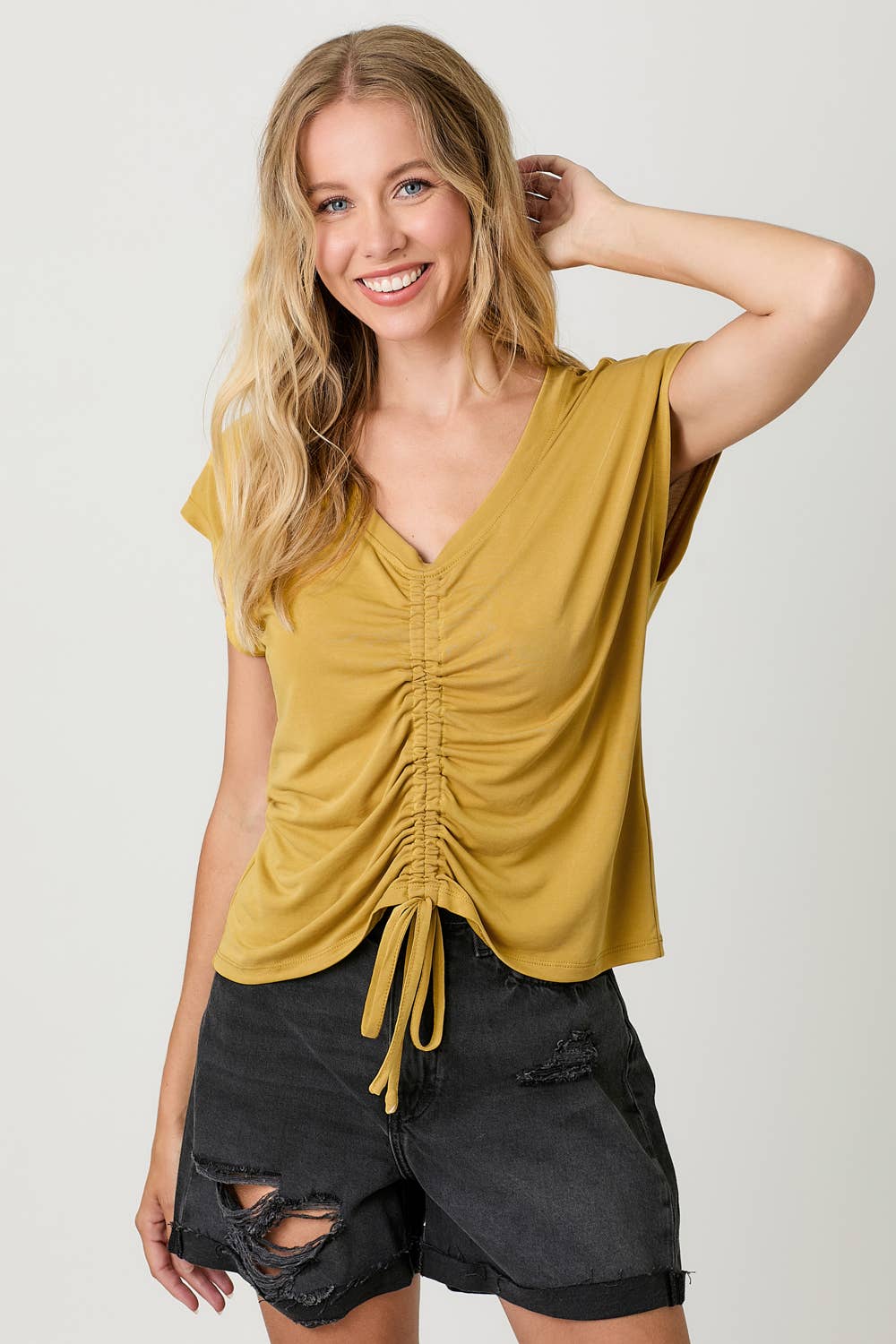 Mystree - Wholesale Knit Top - Women's - 20020 Front Ruche Modal Top 51