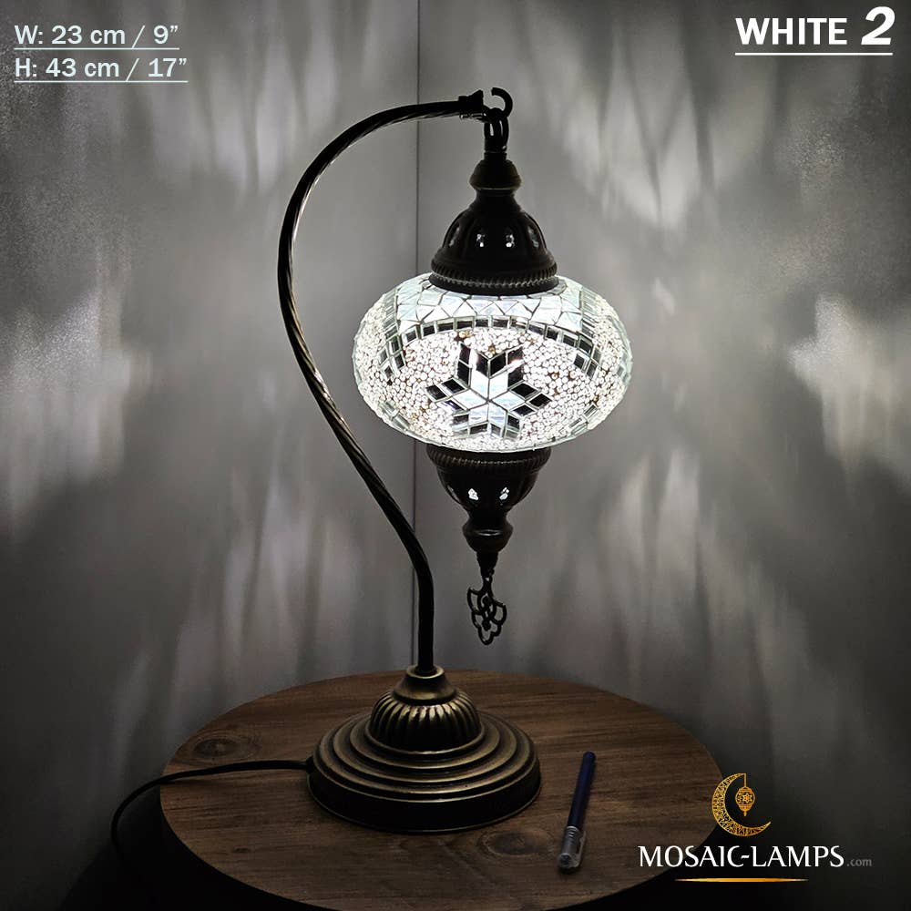 Mosaic Lamps - Wholesale Accent/Desk Lamp - 10+Colors - Gooseneck Large Globe Mosaic Table Lamp, Turkish86