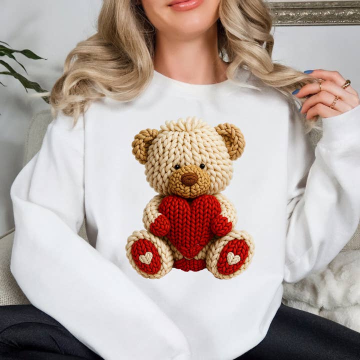 Niedlicher Teddybär Valentinstag Pullover für den Großhandel von Simply Spoken Apparel