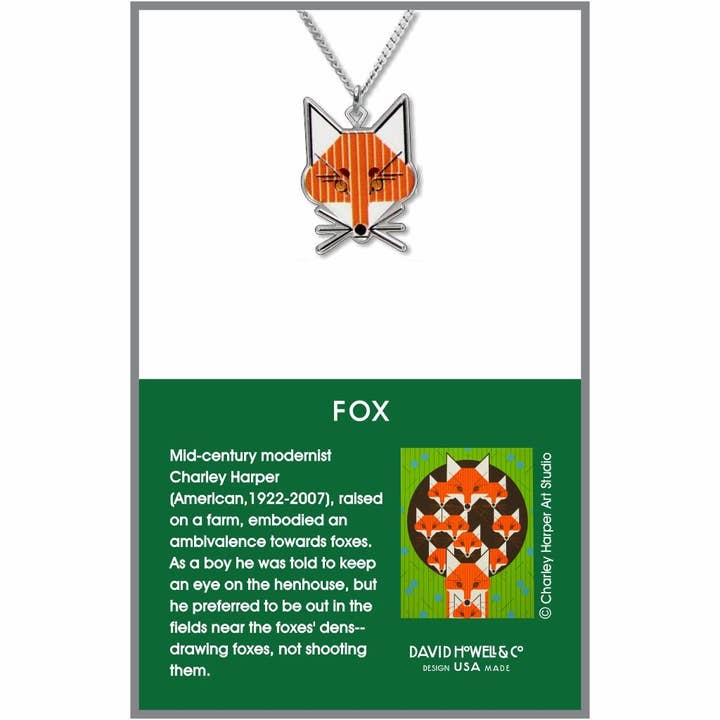 David Howell and Company - Vente Colliers à pendentif - Pendentif Renard de Charley Harper, FABRIQUÉ aux É.-U.1