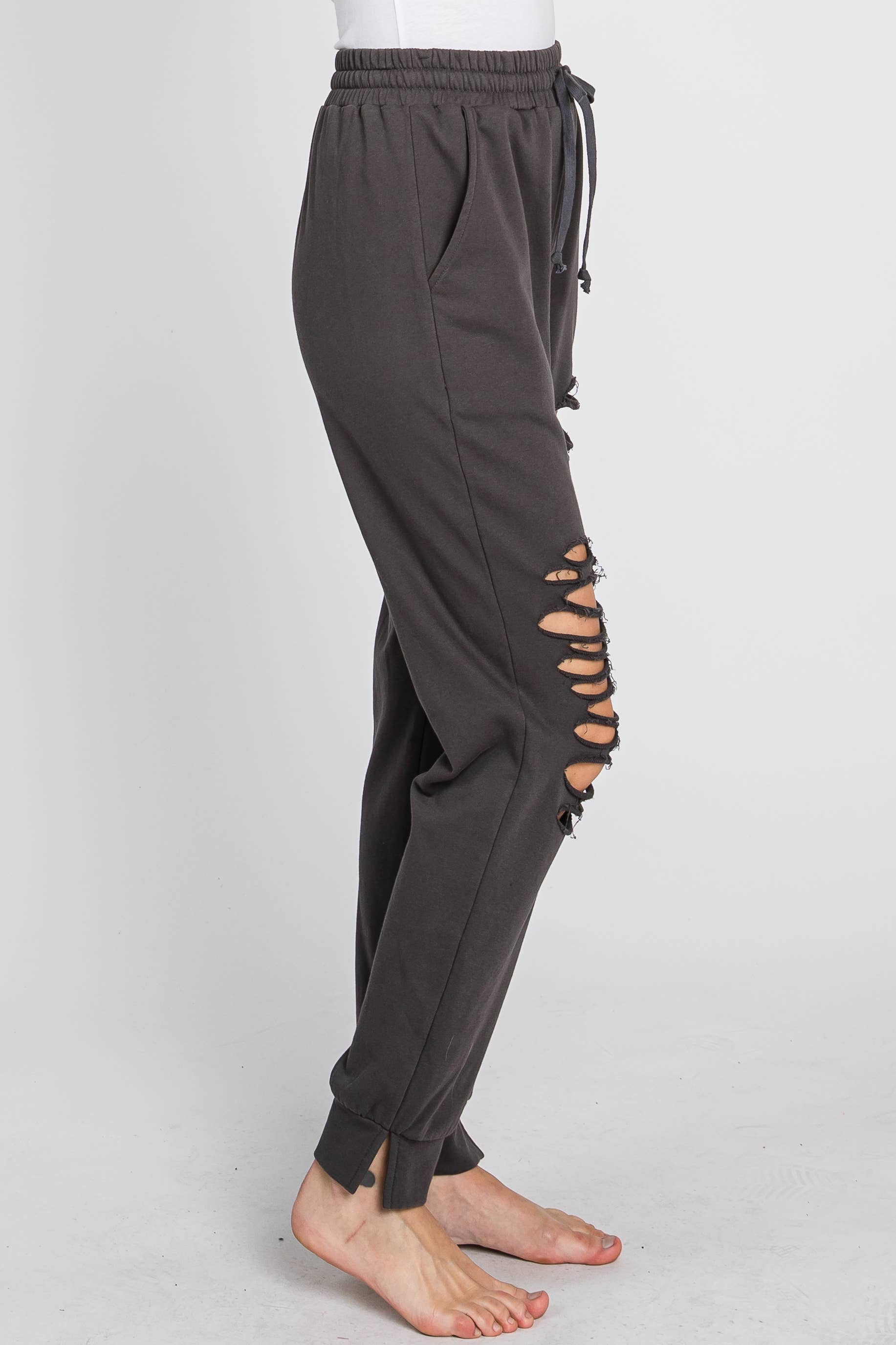 ELLEBORN - Wholesale Joggingbroeken - Dames - Joggingbroek met gescheurde mouwen - 3272P11