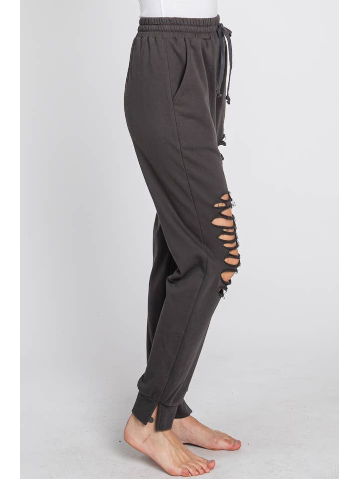 ELLEBORN - Wholesale Joggingbroeken - Dames - Joggingbroek met gescheurde mouwen - 3272P11