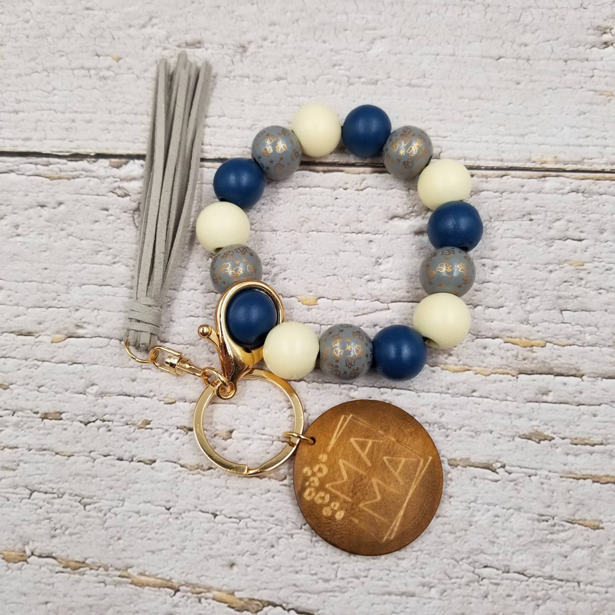 Treasure Wholesale – wholesale Keychain bracelet – Colorful Leopard Wood Bead Bracelet Keychain6