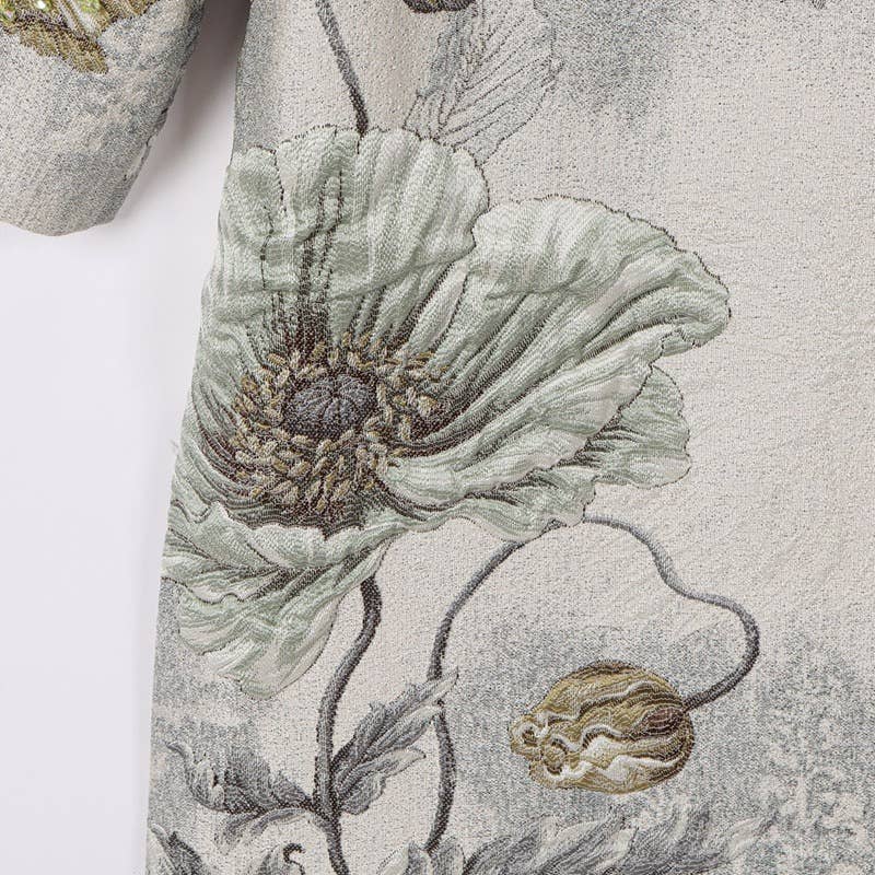 Productseeker - Venta al por mayor Vestido - Mujer - Abrigo floral bordado a mano con cuentas de jacquard CT102Y11