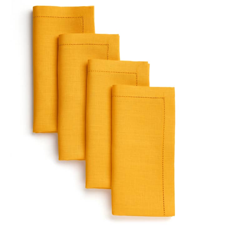 Zonnebloemgele linnen servetten 20 x 20 inch - Hemstitch voor wholesale door D'Moksha