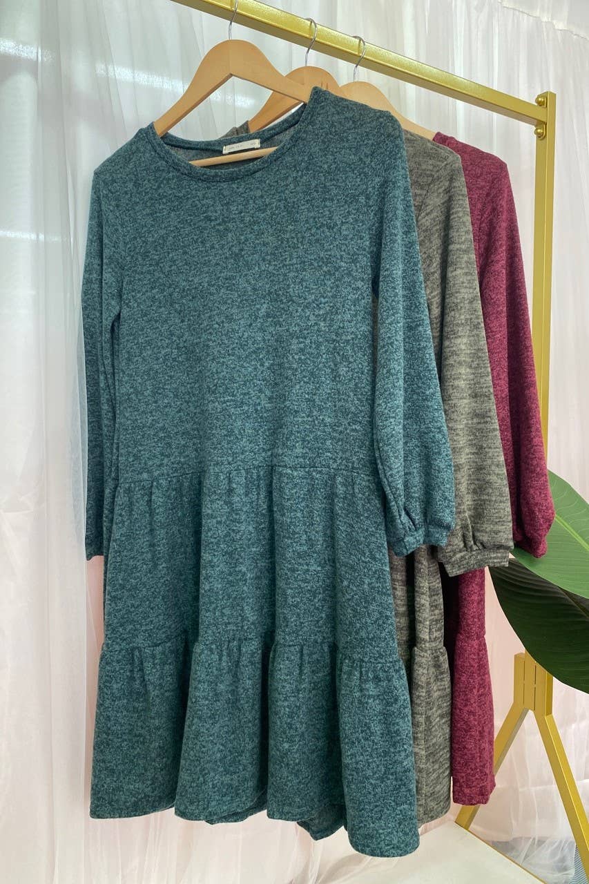 Reborn J - Wholesale Dress - Women's - Puff Sleeve Flowy Tiered Midi Dress2