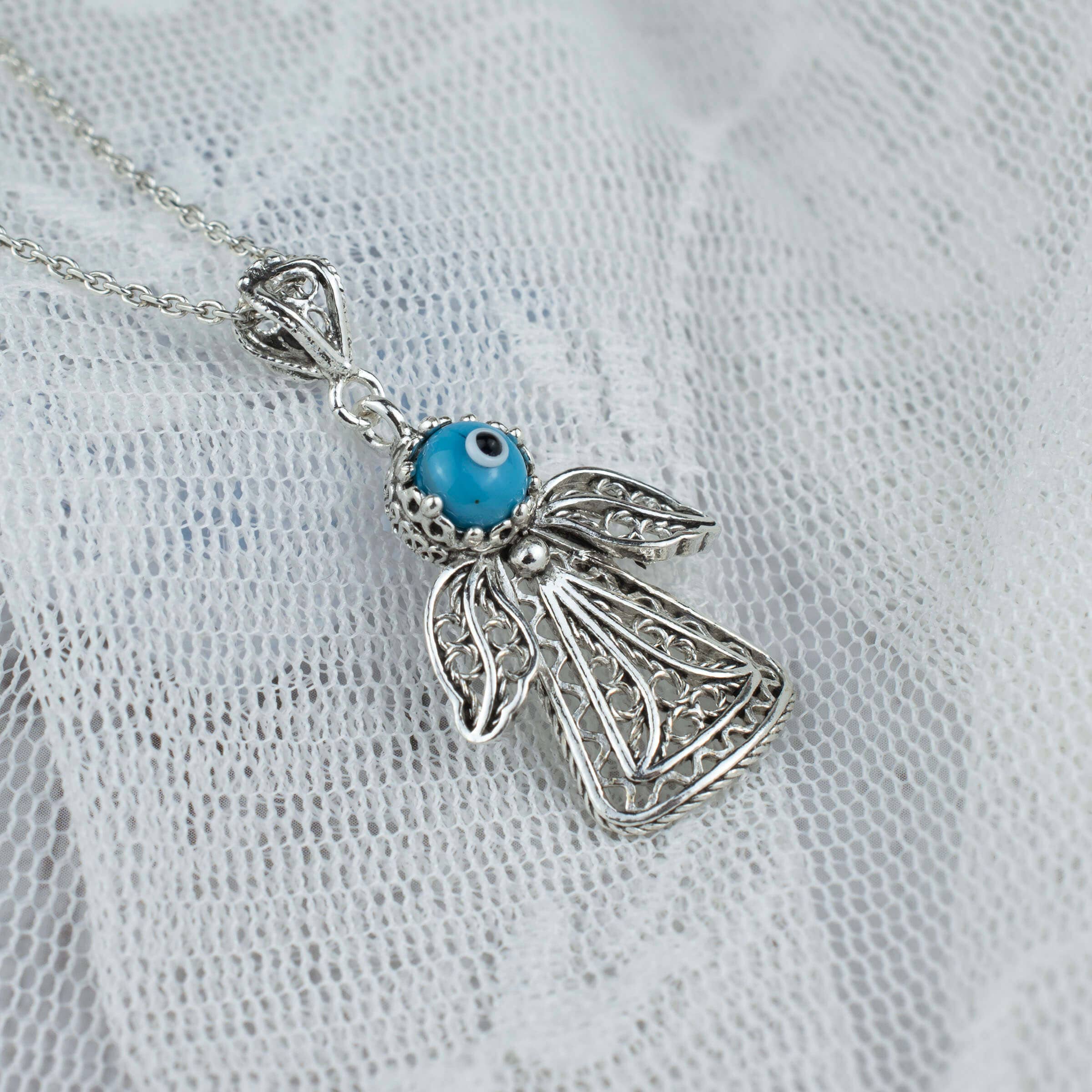 Filigranist Jewelry – Großhandel Kette mit Anhänger/Charm – Halskette mit filigranem Kunstmotiv aus Sterlingsilber mit Engelsfigur für Frauen5