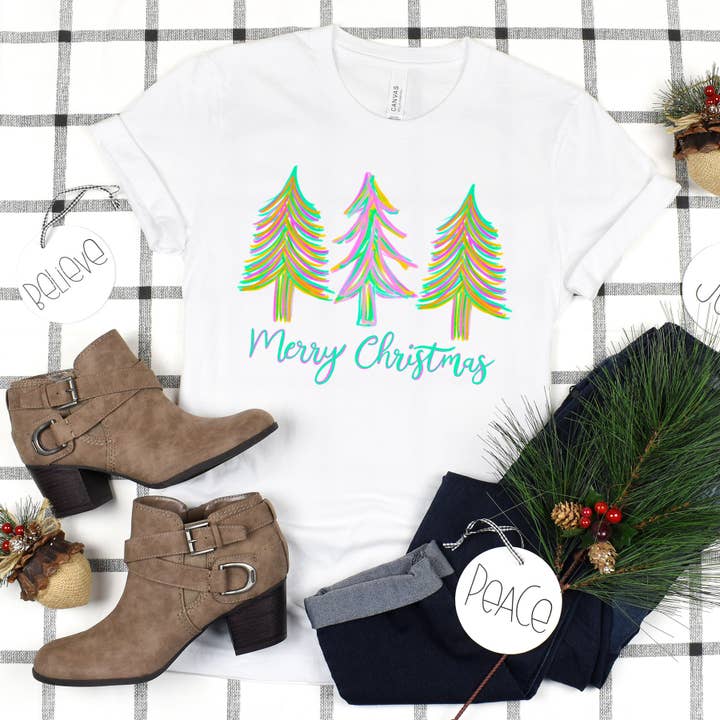 Alberi ad acquerello su bianco per la vendita all'ingrosso da parte di Sunfire Tees