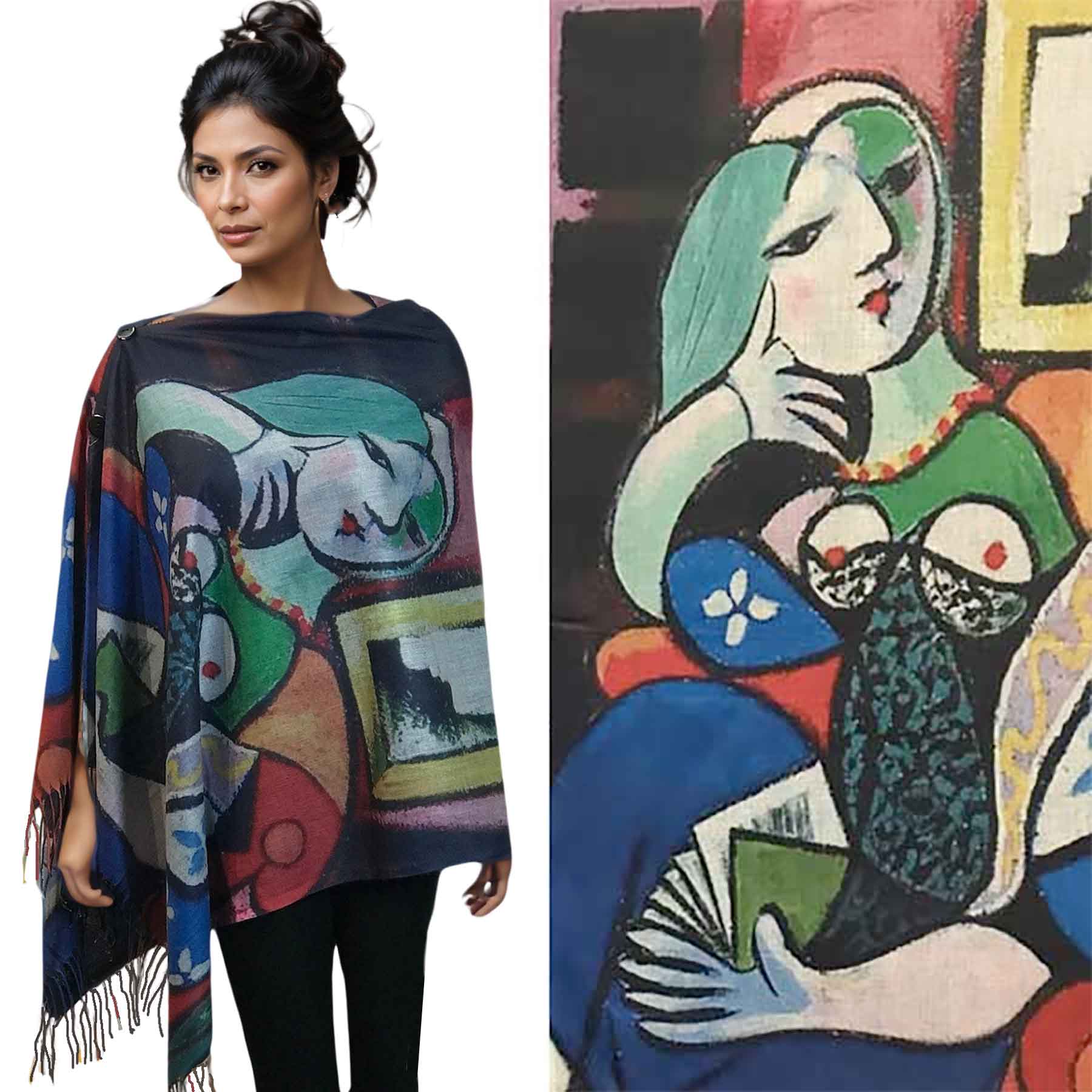 The Magic Scarf Company - Wholesale Wrap - Women's - 3180 - Sueded Art Design Button Shawls 9