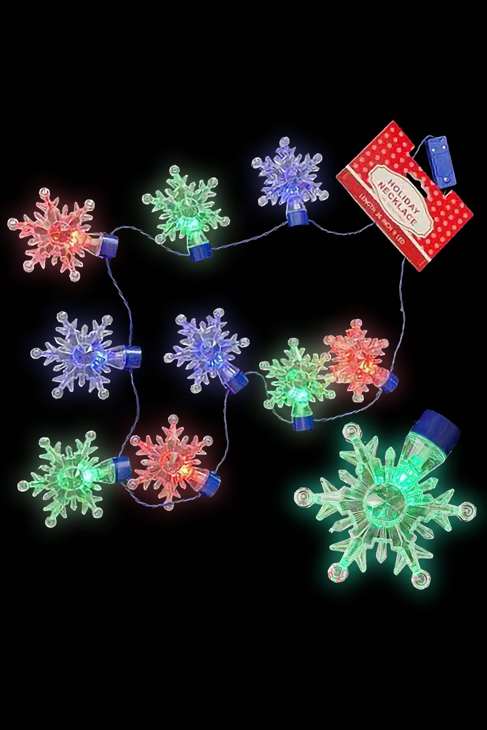 CLEAR Snowflake Crystal Flashing String Light Necklace for wholesale on Faire
