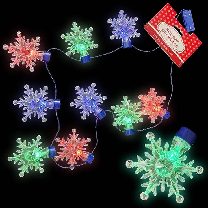 CLEAR Snowflake Crystal Flashing String Light Necklace for wholesale on Faire0