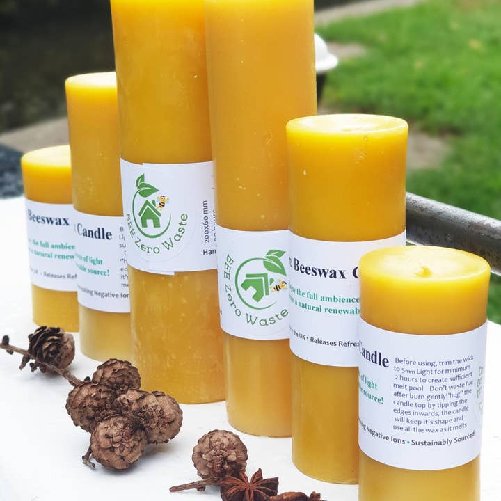 BEE Zero Waste - Vente Bougies piliers - Cire d'abeille - Bougies pilier1