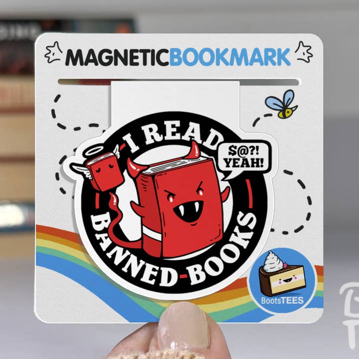 I Read Banned Books Magnetic Bookmark, Funny Book Accessory for wholesale by BootsTees