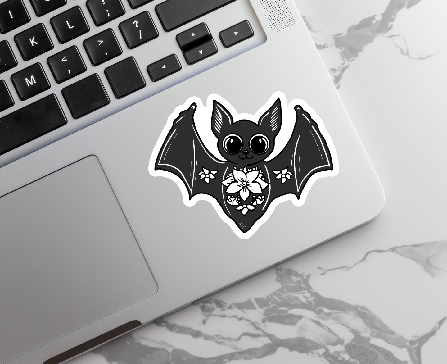 Rebel and Siren Stickers - Wholesale Sticker - Cute Bat and Flowers | Gothic | Waterproof Sticker | 3"3