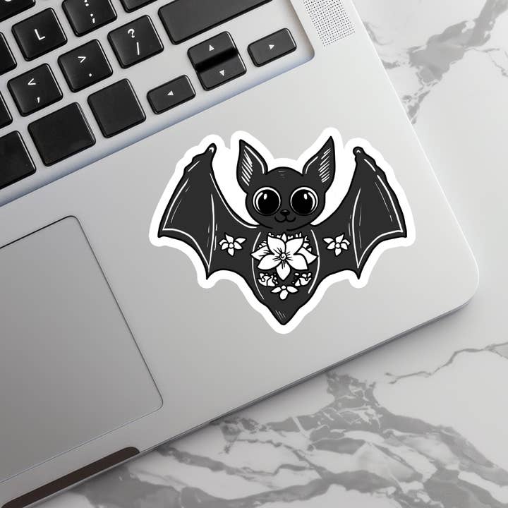 Rebel and Siren Stickers - Wholesale Sticker - Cute Bat and Flowers | Gothic | Waterproof Sticker | 3"3