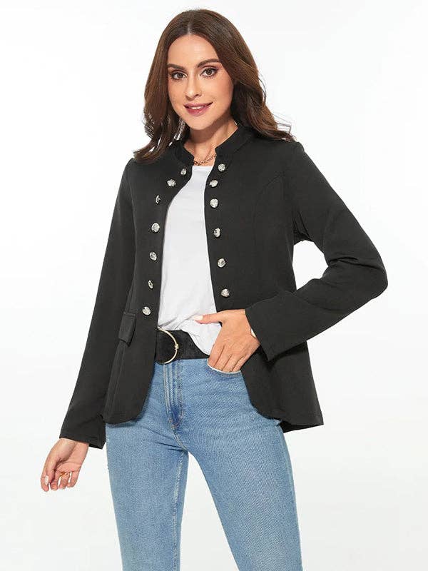Sheer Trend - Wholesale Jacket - Women's - Casual Long Sleeves Buttoned Stand Collar Jackets Outerwear7