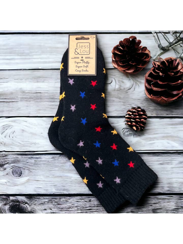 Jess & Lou - Venta al por mayor Calcetines - Mujer - Calcetines de Estrellas Elegantes Acanalados