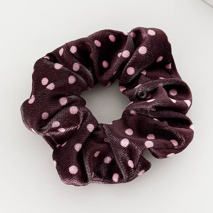 Brown Polka Dot Scrunchie for wholesale by Coconut Lane