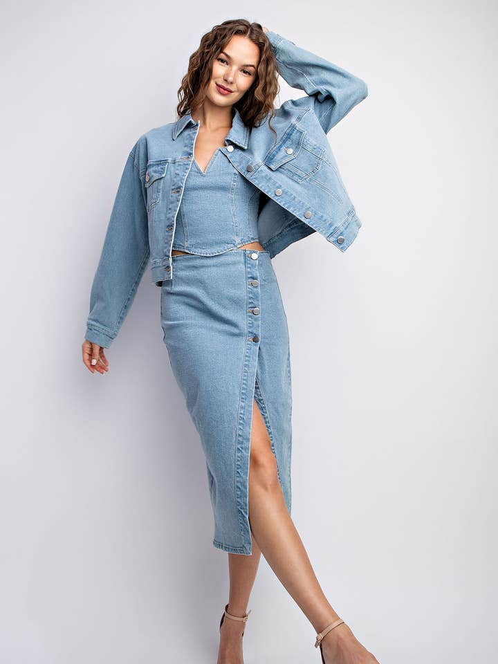 Mj3400 Stretched Denim Jacket With Pocket for wholesale by Edit by Nine