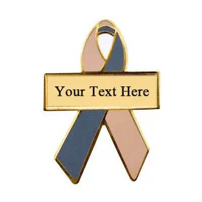 Perzik en grijze gepersonaliseerde bewustmakingslinten | Gegraveerde pinnen voor wholesale door Personalized Cause
