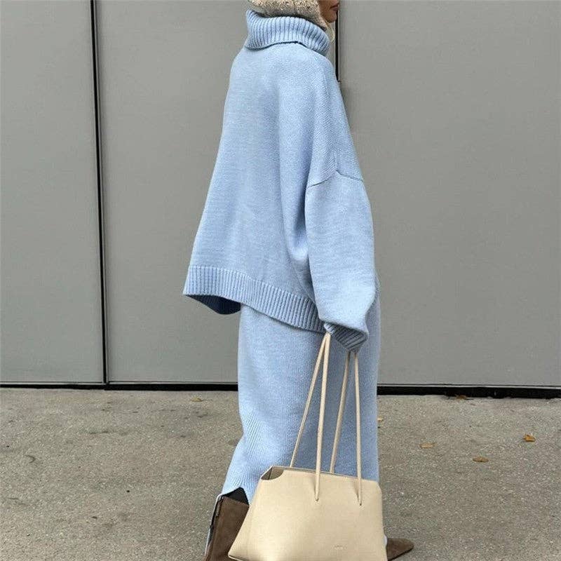 Sheer Trend - Vente Ensemble haut et jupe - Femme - Ensemble Jupe et Pull Col Montant Uni9