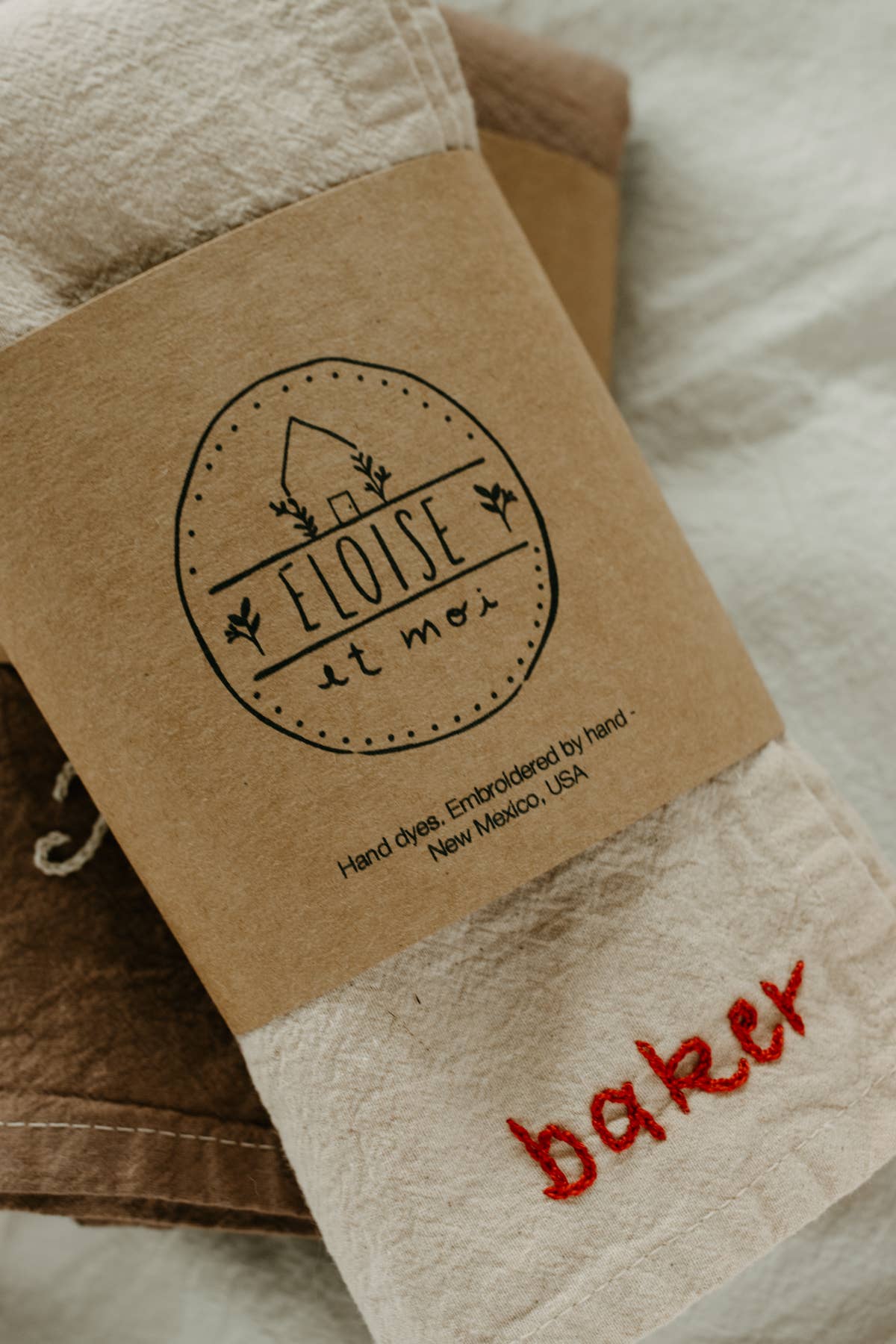 Eloise et moi – wholesale Kökshandduk – Handbroderad Handfärgad Ekologisk bomull Kökshandduk14