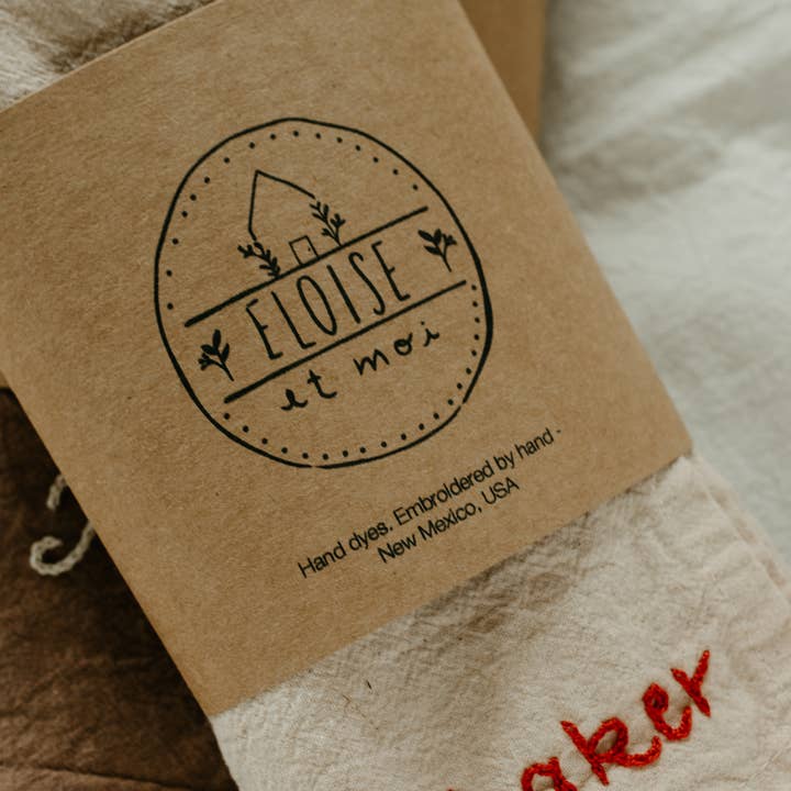 Eloise et moi – wholesale Kökshandduk – Handbroderad Handfärgad Ekologisk bomull Kökshandduk14