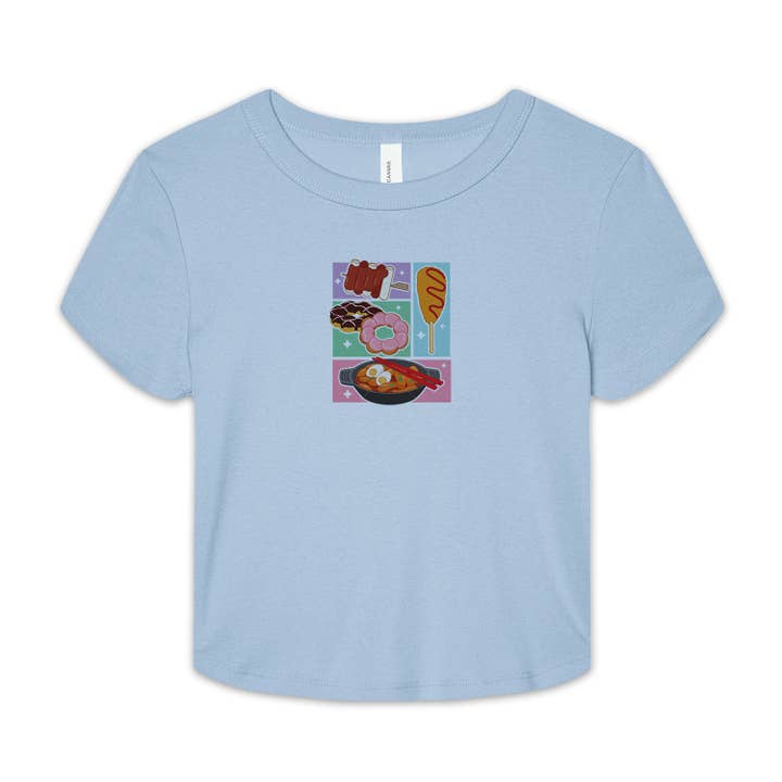 Lucky Luna Apparel - Wholesale Screen printed t-shirt – Women′s - Korean Street Food Illustration Baby Tee2