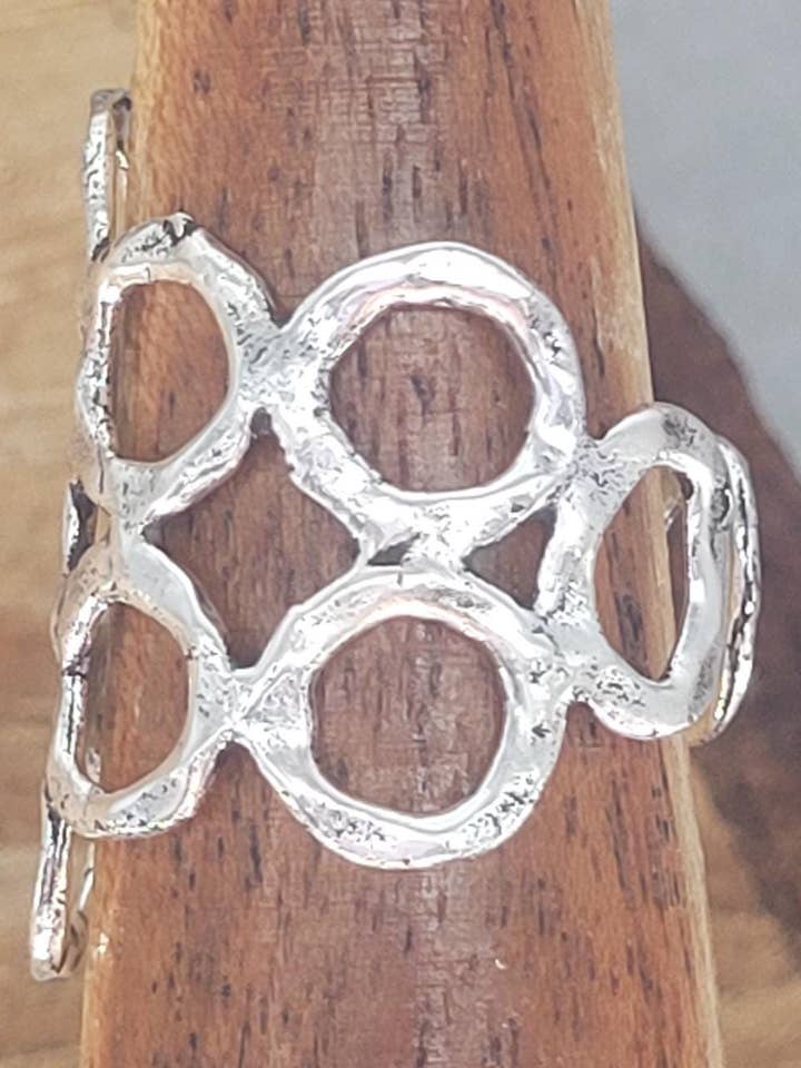 Handmade Silver Adjustable Hammered Statement Ring for wholesale by Laboheme