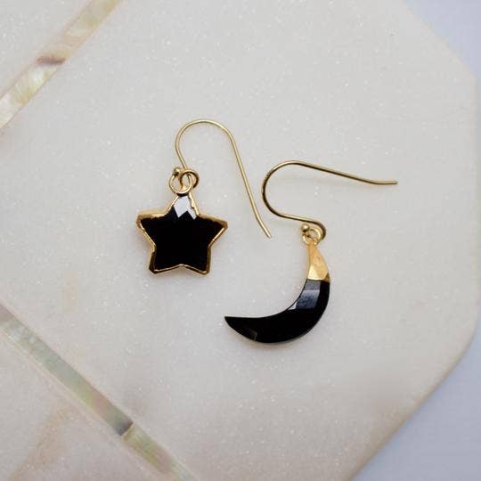 a.v. max - Wholesale Dangle Earrings - Moon & Star Mismatched Stone Earrings1