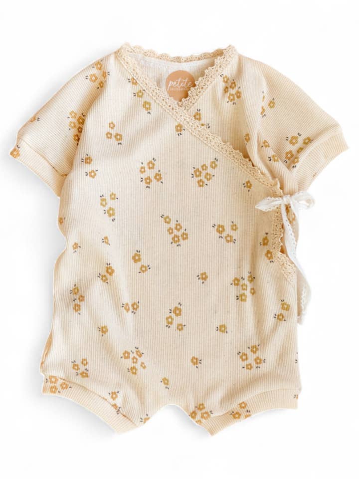 Baby romper / Natural Tiny Flowers for wholesale by PETITE EvelinaApparel