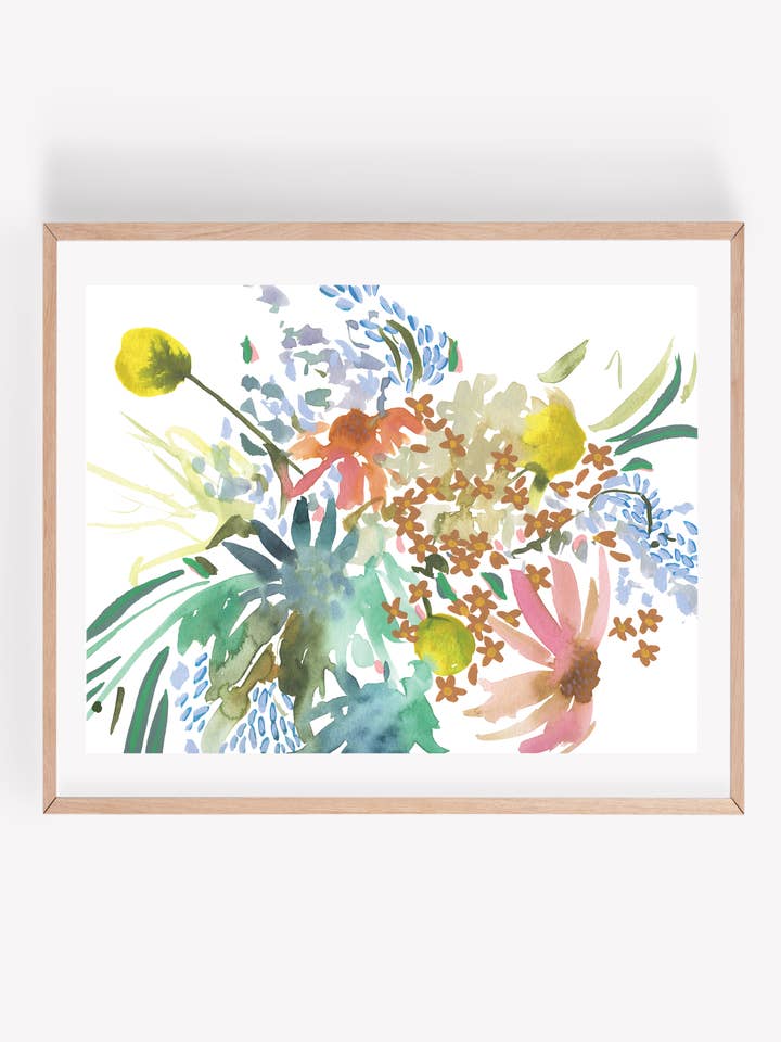 Sommer vilde blomster akvarel kunsttryk for engroshandel hos Persika Design Co.