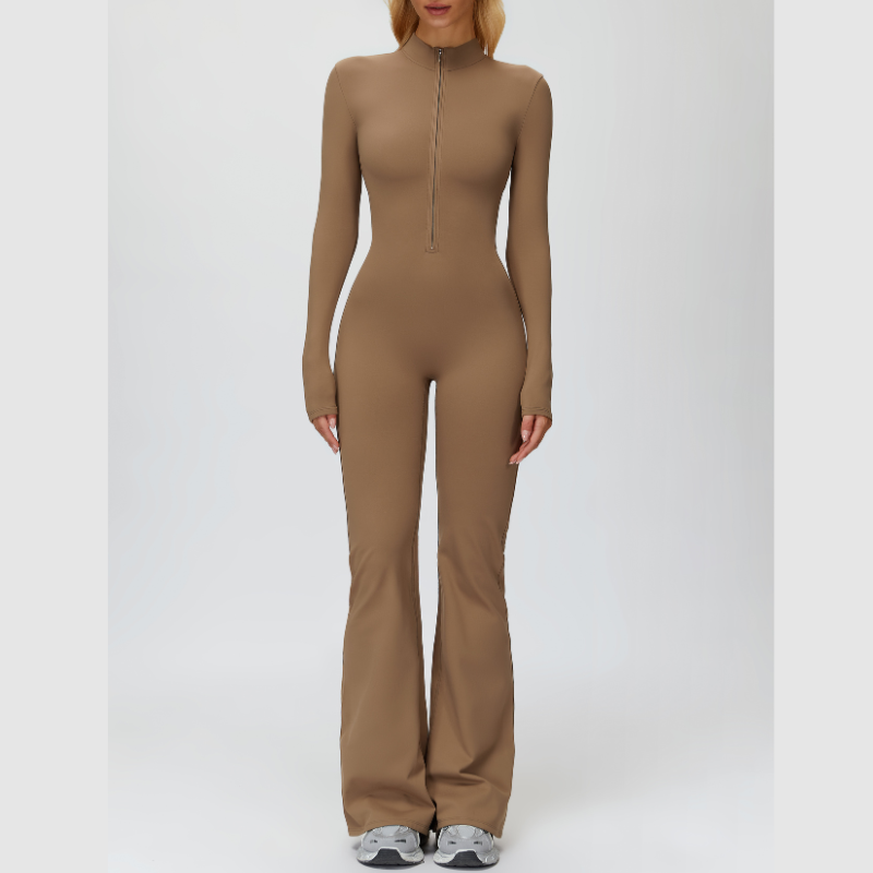WONDERXFANS – wholesale Unitard – Women′s – Stand-up collar+half-zip sports jumpsuit0