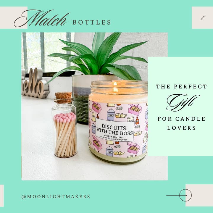 Moonlight Makers - Wholesale Matches - Fancy Safety Matches Glass Vial - 8 Colors - 40 matches MV4012